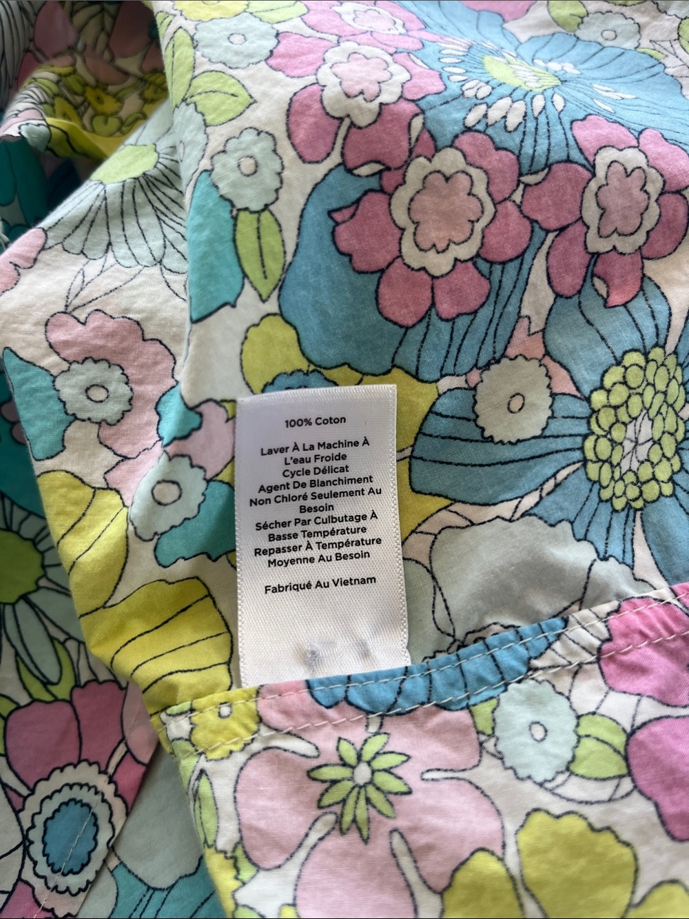 Talbots Retro Pastel Floral Button-Down in Pink, Blue & Yellow size Large Petite - Picture 7 of 8